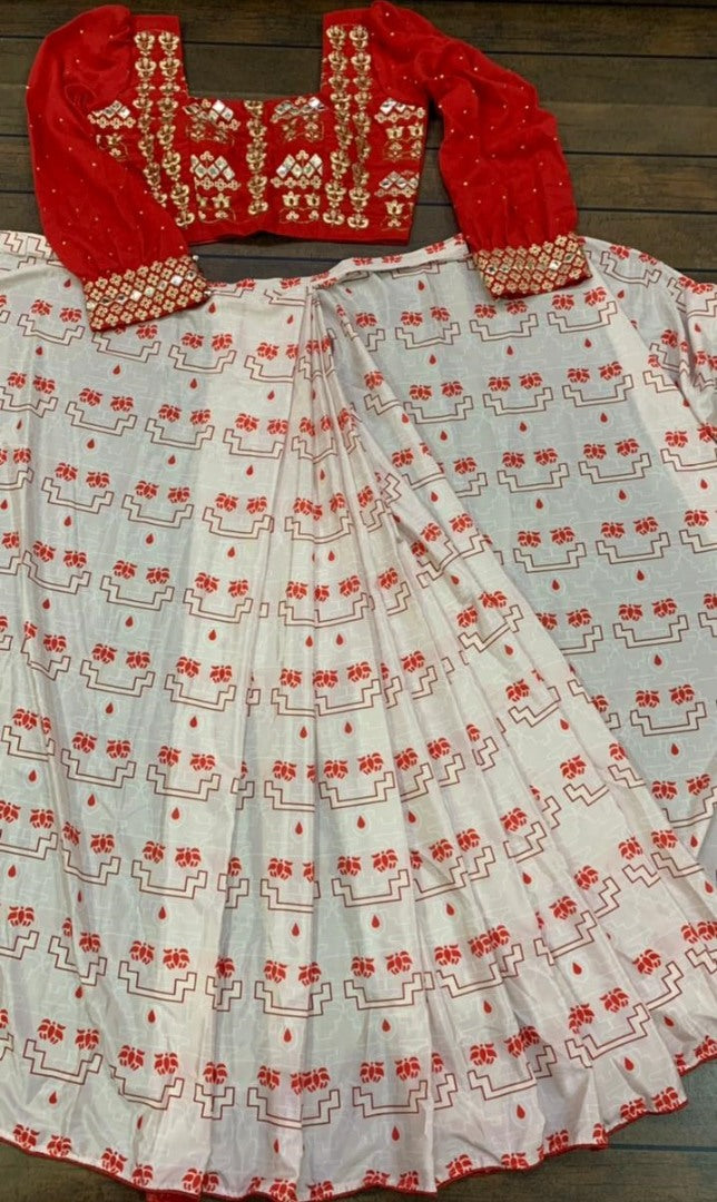White heavy ruhani silk digital printed work saree with fancy blouse