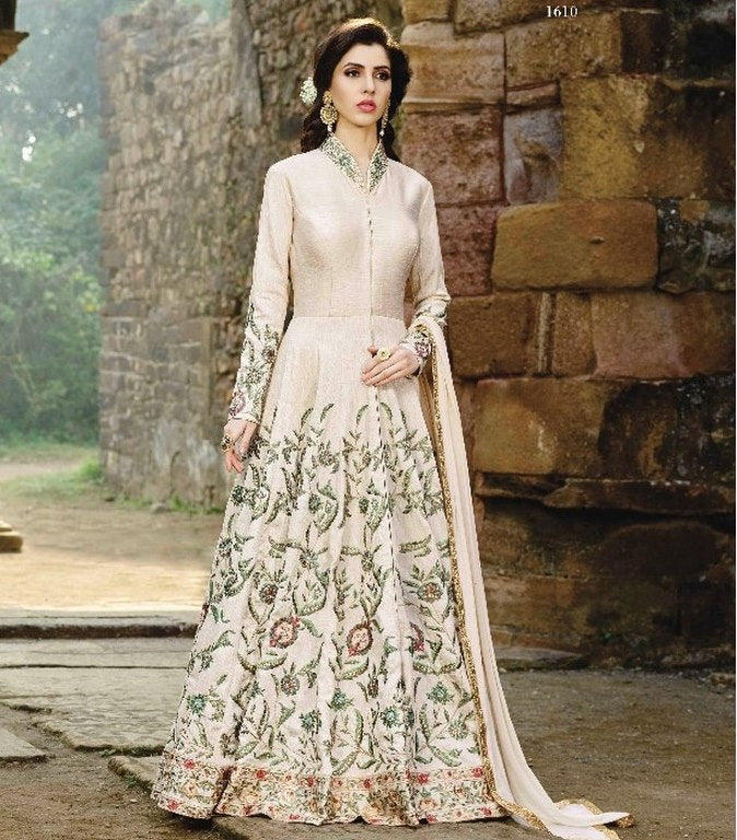 white malbari silk heavy embroidered wedding gown