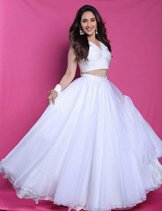 White net beauitufl plain lehenga choli