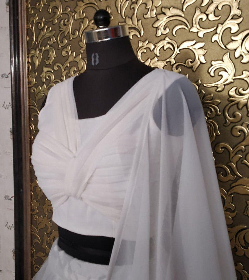 White net beauitufl plain lehenga choli