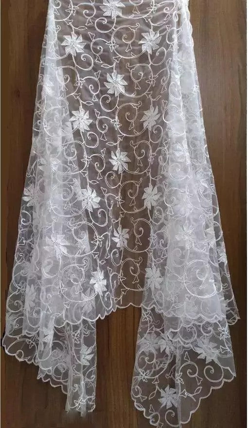 White net chikankari work dupatta