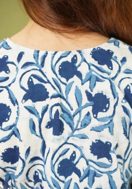 White rayon printed casual short kurti