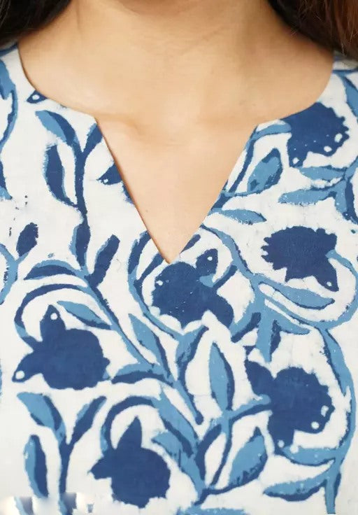 White rayon printed casual short kurti
