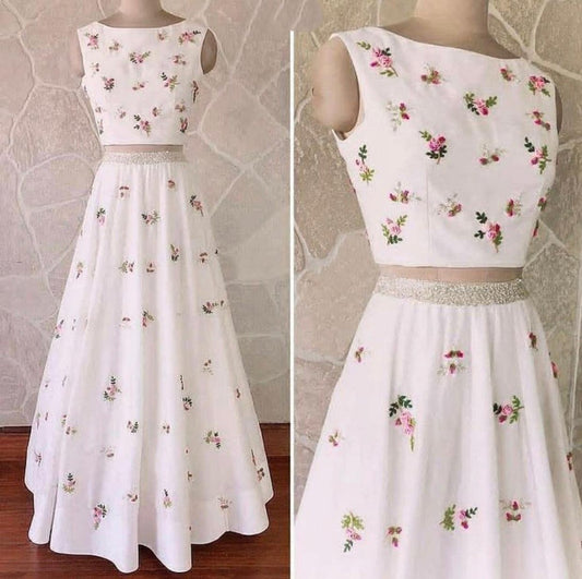 white tapeta silk multicolor threadwork lehenga