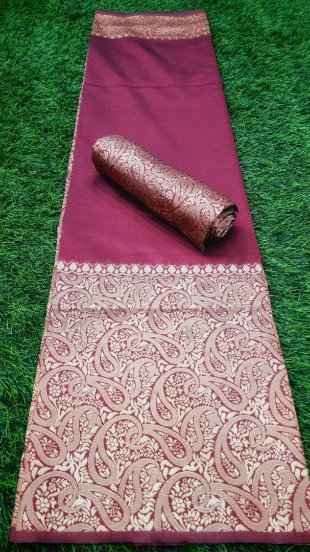 Wine banarasi kota silk jacquard weaving work wedding saree