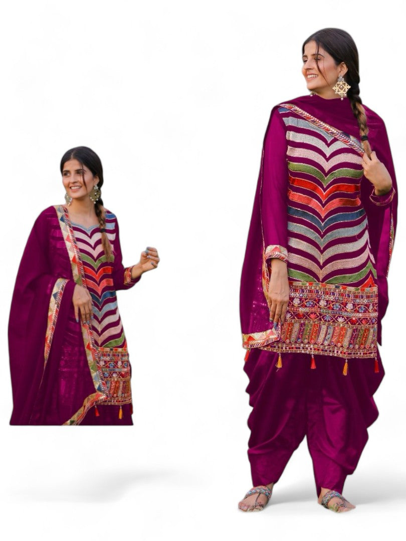 Wine heavy punjabi patiala suit