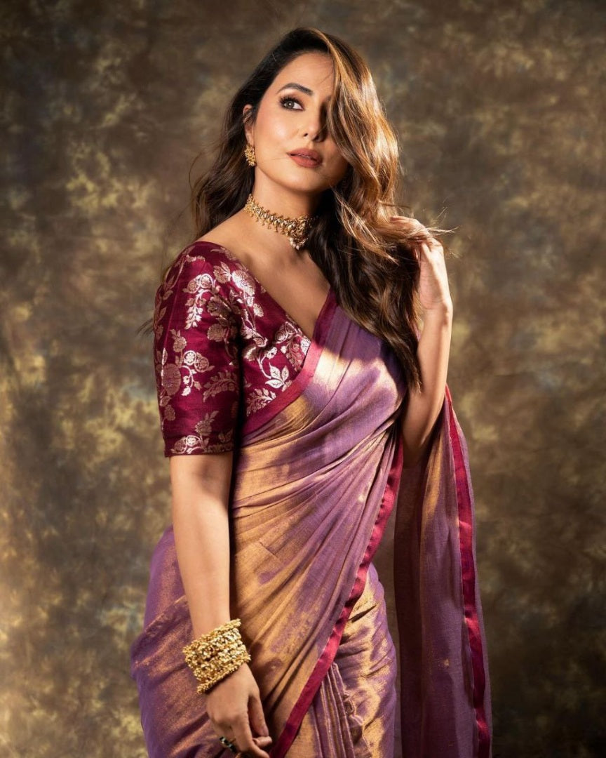Wine jimmy silk party wear saree