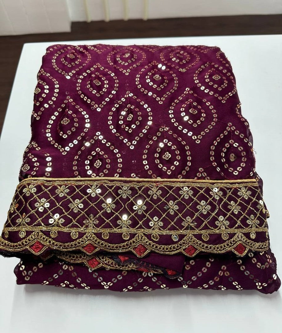 Wine kasturi silk heavy work wedding saree
