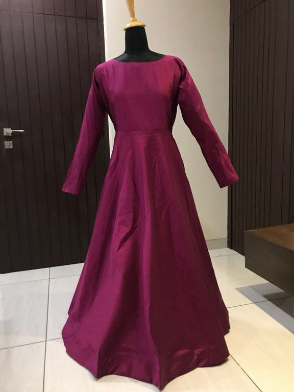 Wine maroon heavy tapeta silk partywear anarkali suit