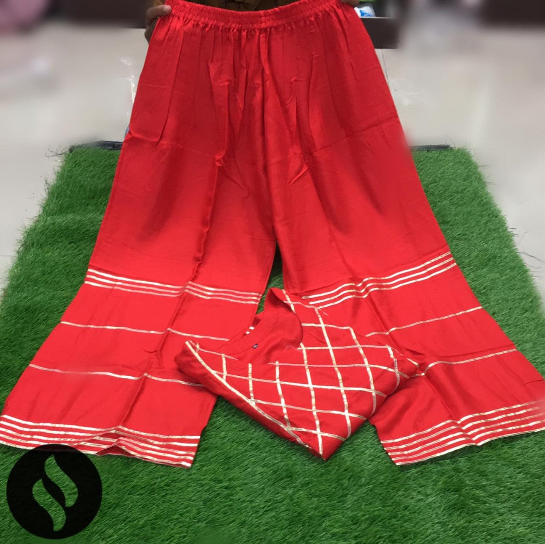 Wine maroon rayon cotton plazzo salwar suit