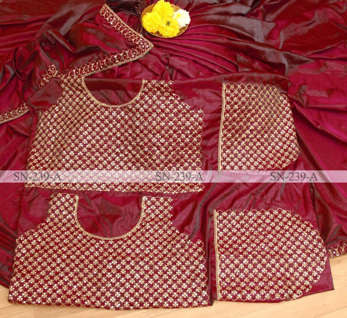 Wine two tone silk partywear saree