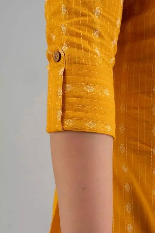 Yellow cotton straight kurti