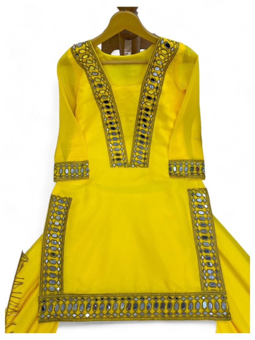 Yellow designer palazzo suit