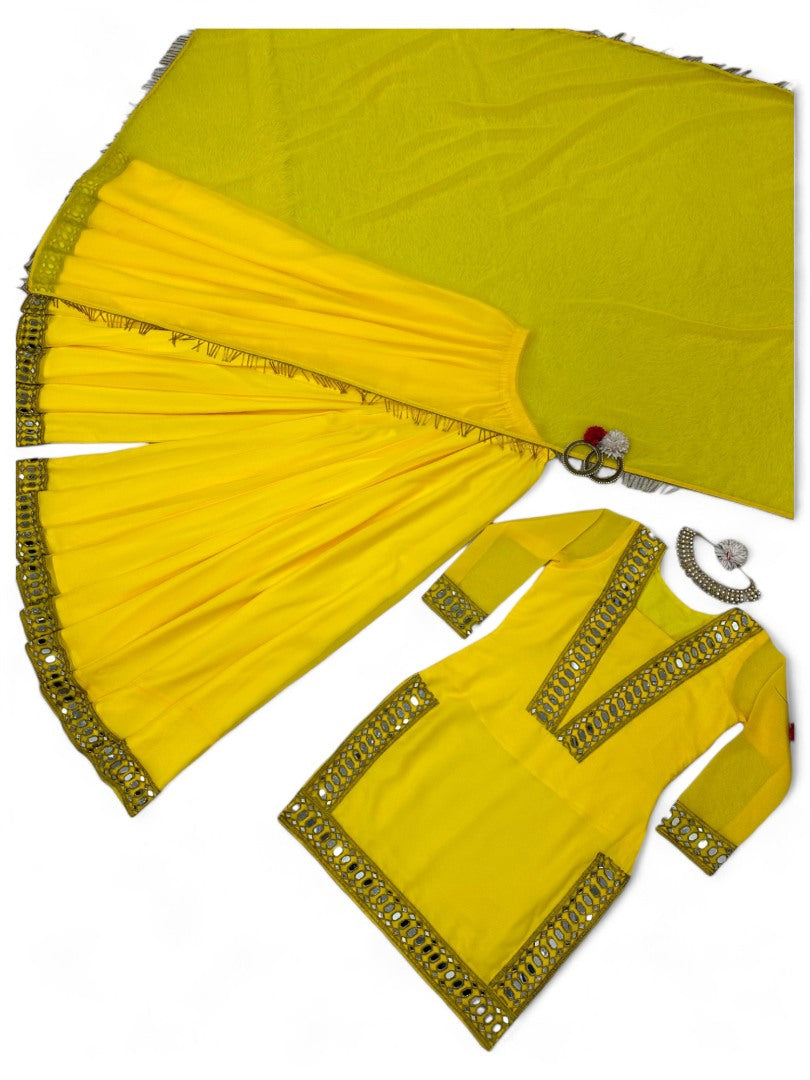 Yellow designer palazzo suit