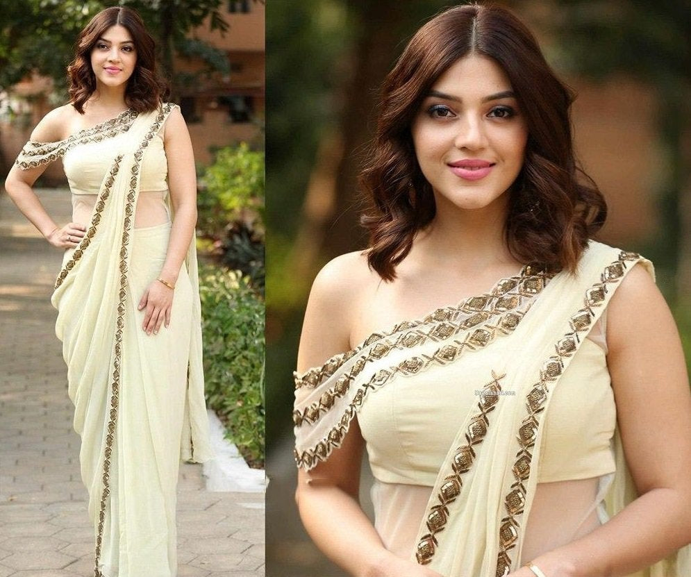 Yellow georgette embroidered border stylist saree