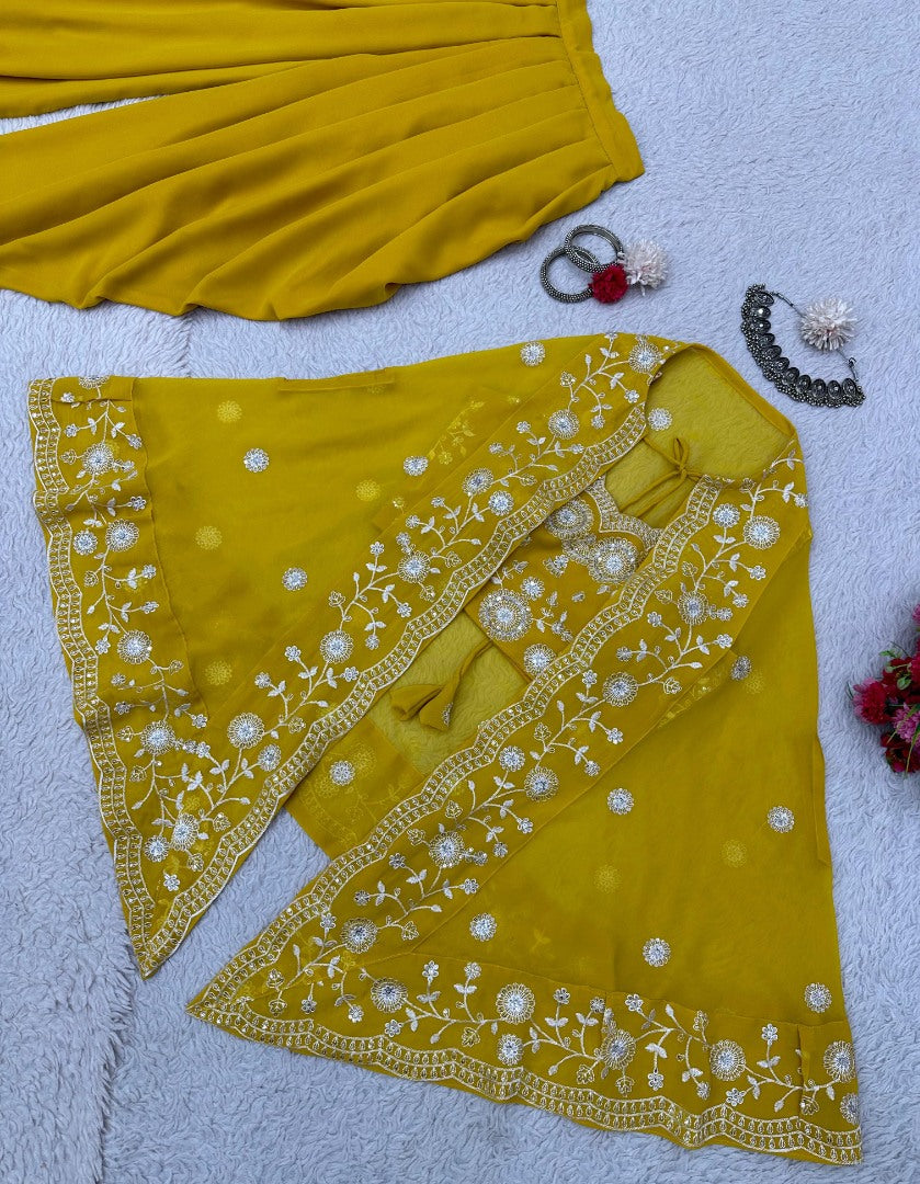 Yellow indowestern dhoti suit with jacket