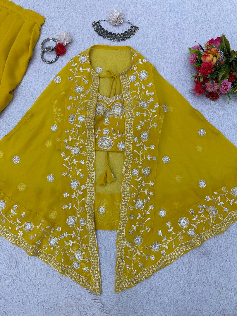 Yellow indowestern dhoti suit with jacket