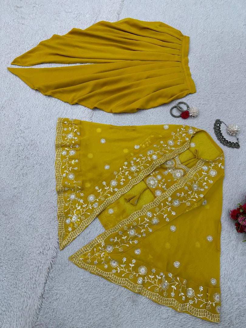 Yellow indowestern dhoti suit with jacket