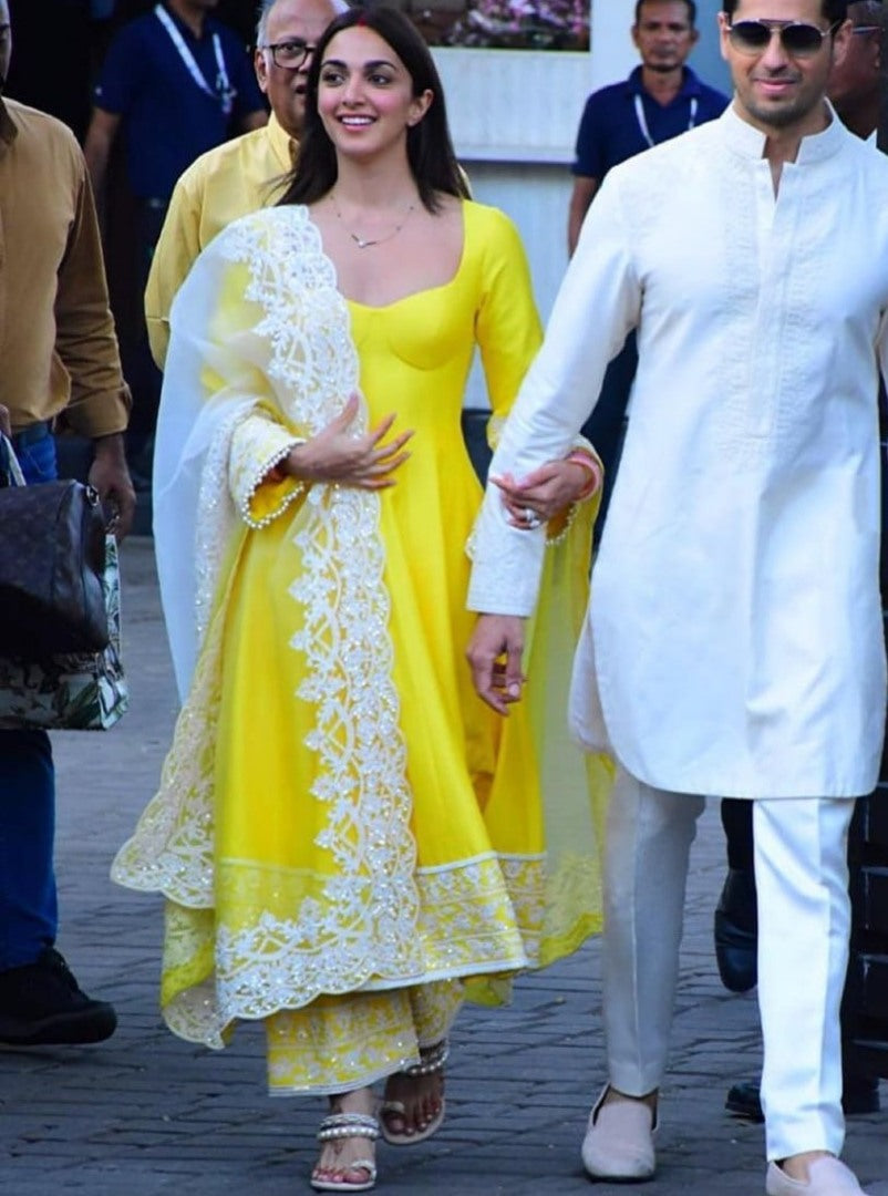 Yellow kiara advani anarkali suit