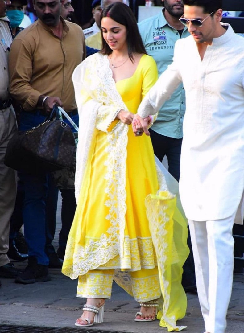 Yellow kiara advani anarkali suit