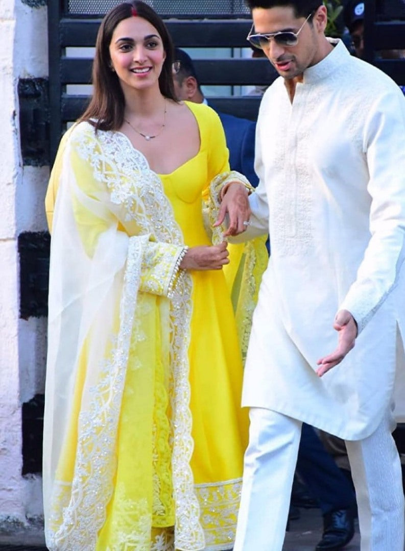 Yellow kiara advani anarkali suit