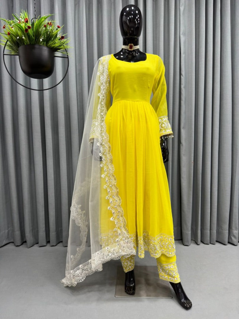 Yellow kiara advani anarkali suit