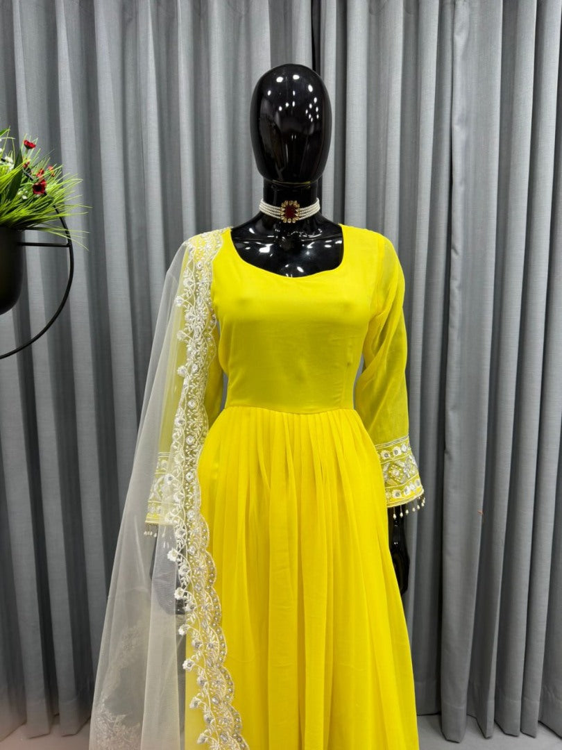 Yellow kiara advani anarkali suit