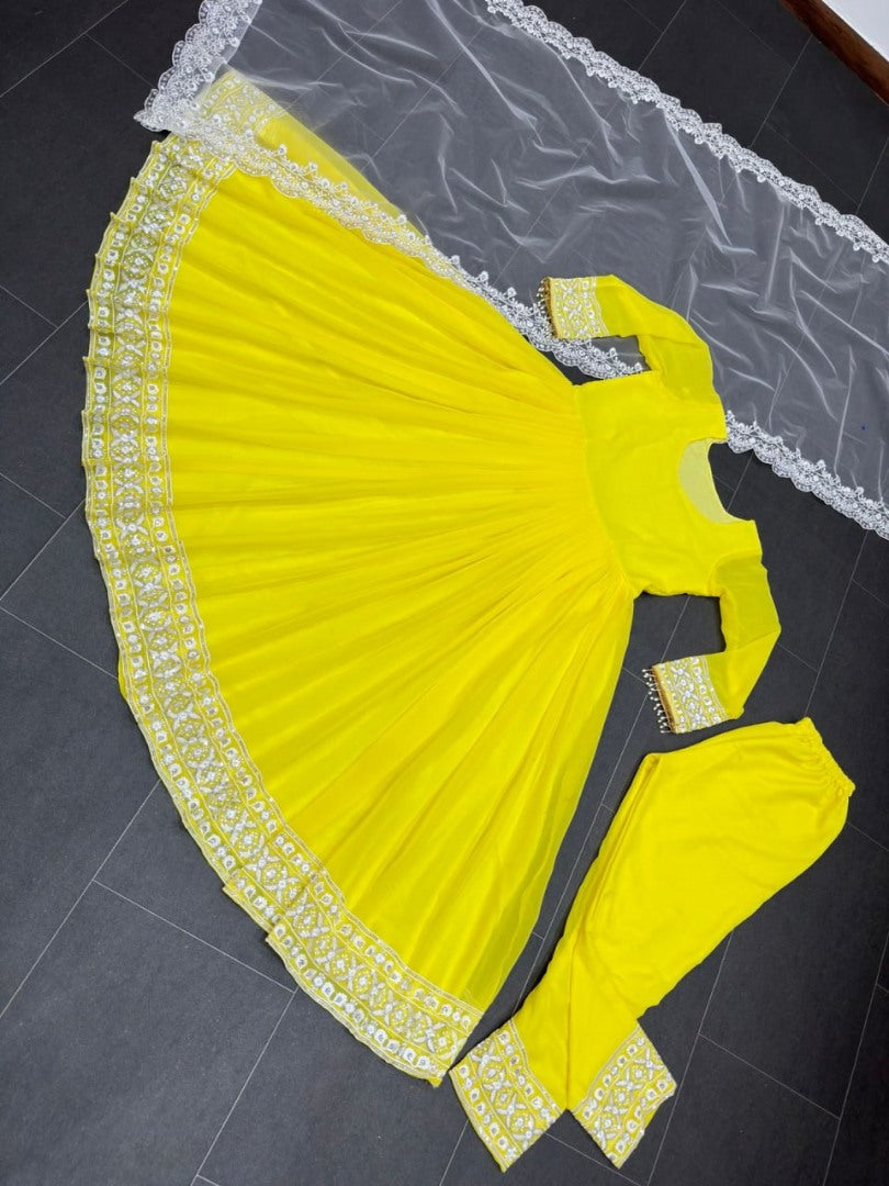 Yellow kiara advani anarkali suit