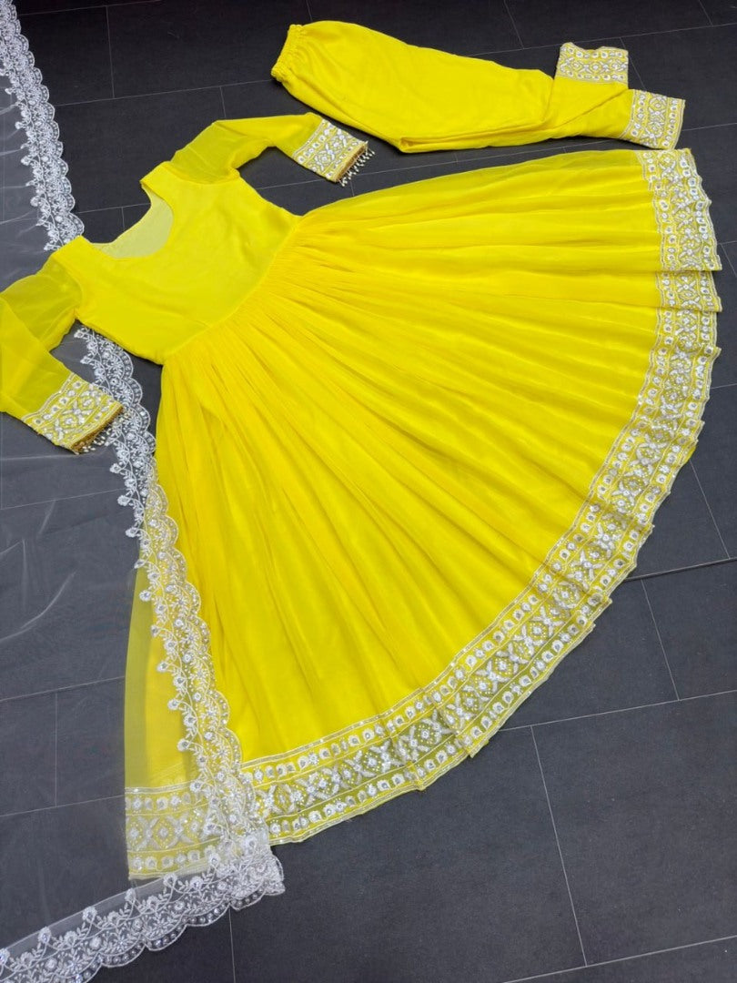 Yellow kiara advani anarkali suit