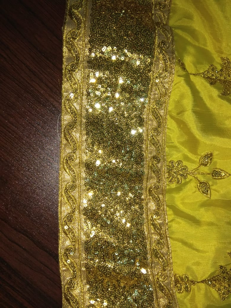 Yellow kumkum silk designer embroidered lehenga choli for ceremony