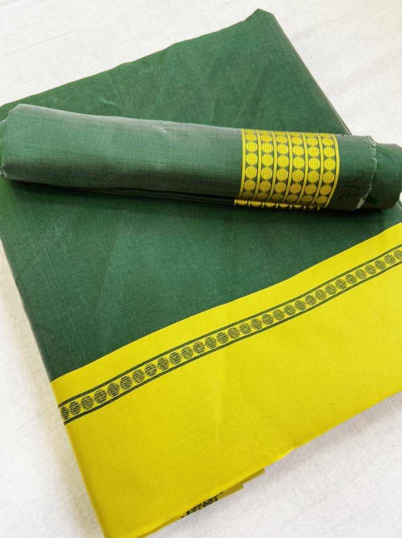 Yellow lichi silk jacquard weaving work saree