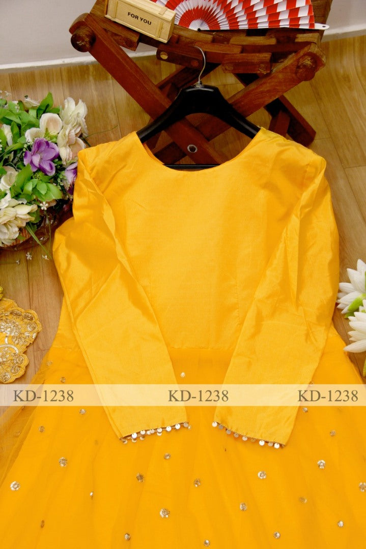 Yellow long gown with dupatta