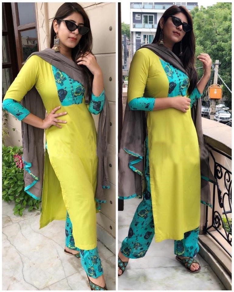 yellow masali cotton printed chudidar salwar suit