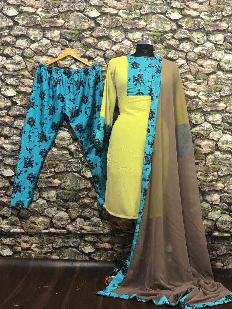 yellow masali cotton printed chudidar salwar suit