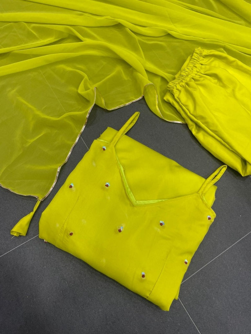 Yellow muslin cotton plain casual anarkali suit