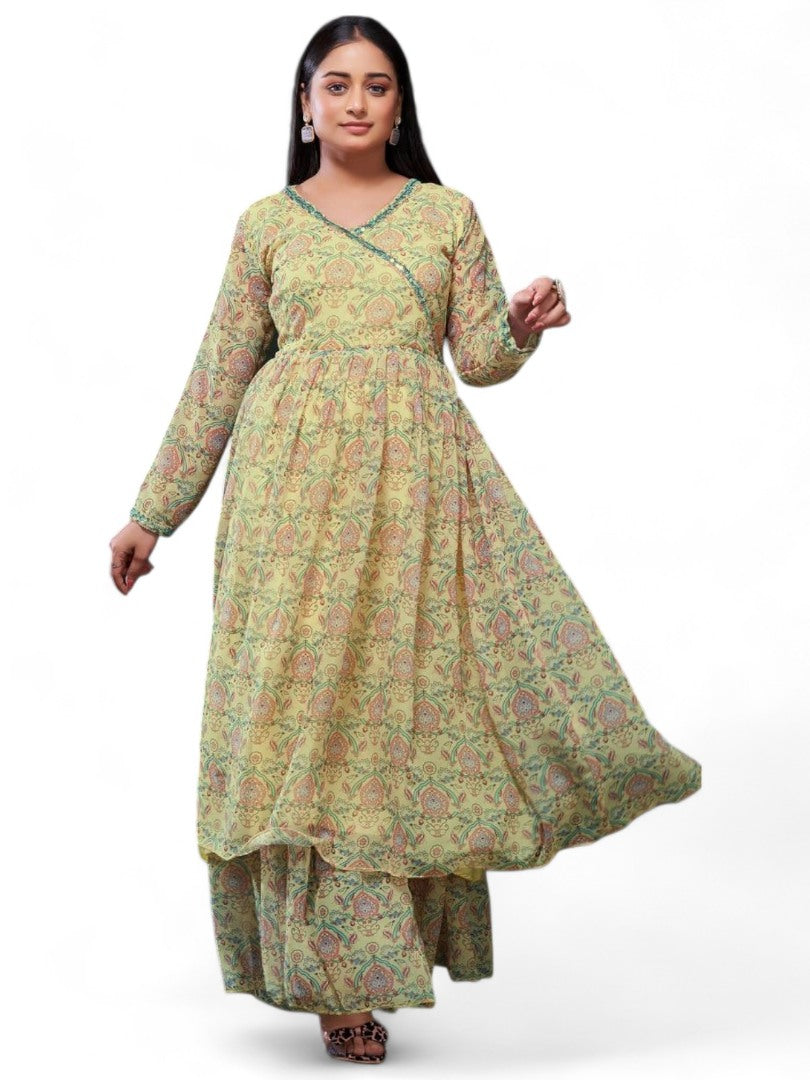 Yellow printed sharara kurti