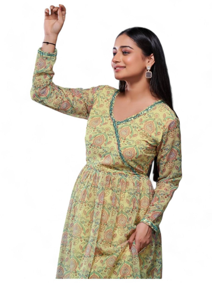 Yellow printed sharara kurti