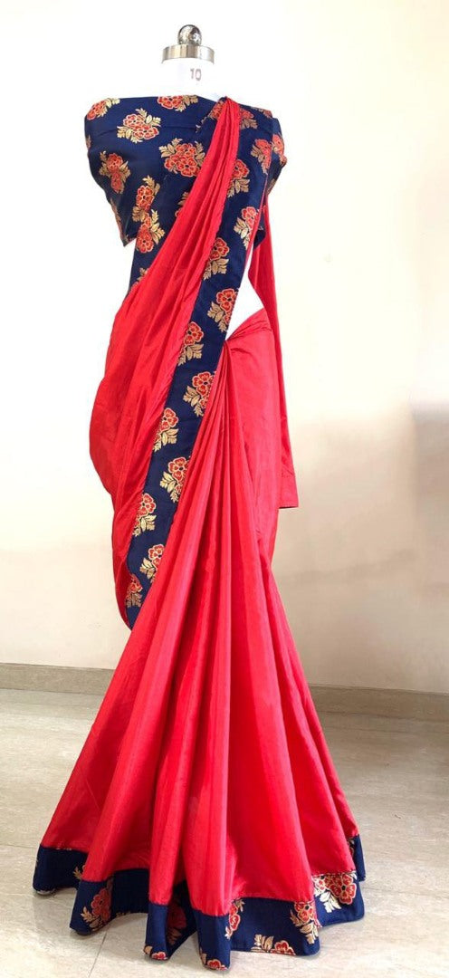 Yellow sana silk beautiful plain saree