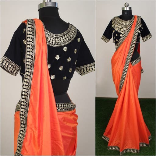 Yellow sana silk designer embroidered saree
