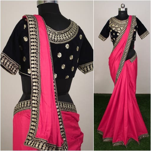 Yellow sana silk designer embroidered saree