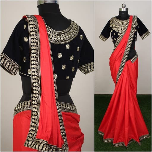 Yellow sana silk designer embroidered saree