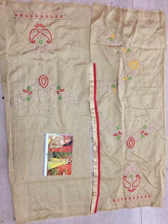 yellow slub silk designer embroidered wedding saree