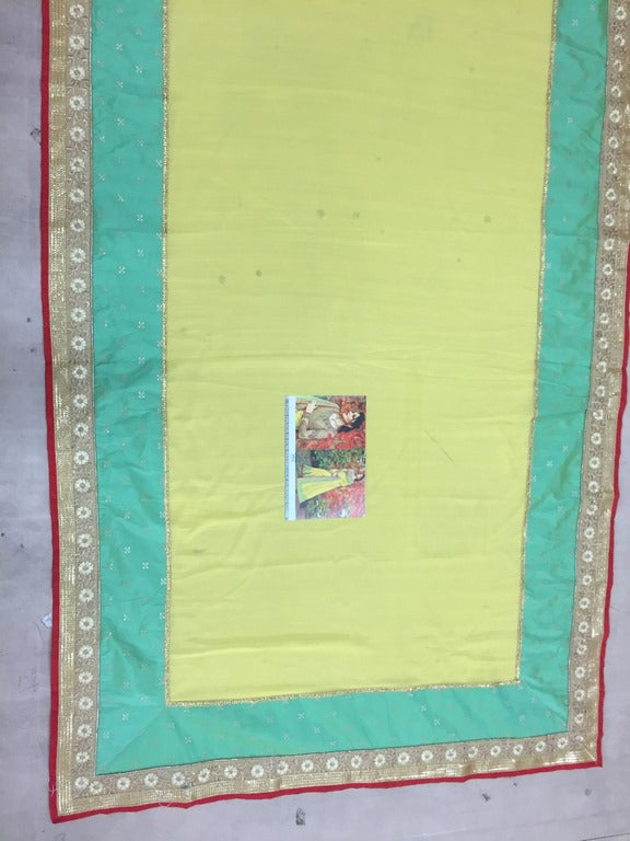 yellow slub silk designer embroidered wedding saree