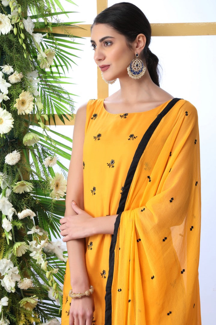 Yellow soft cotton sharara salwar suit