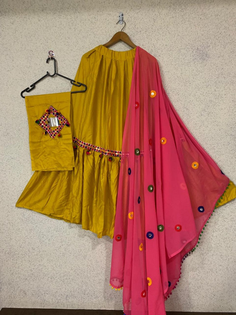 Yellow soft rayon stylist navratri special lehengha choli