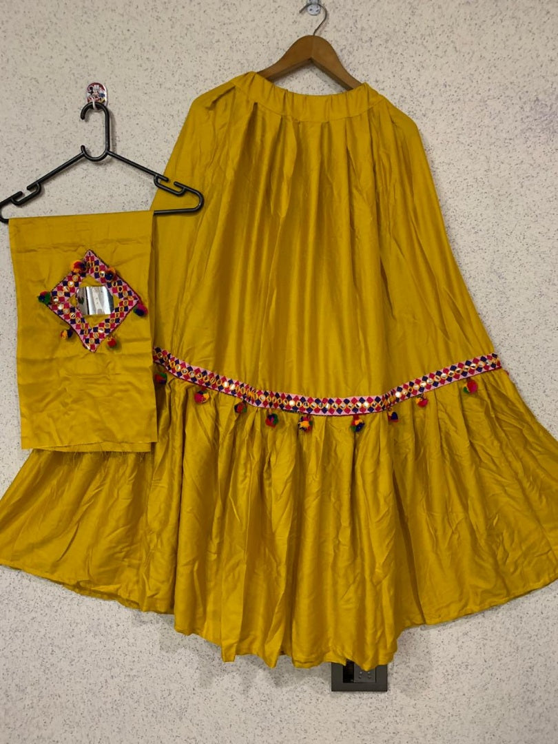 Yellow soft rayon stylist navratri special lehengha choli
