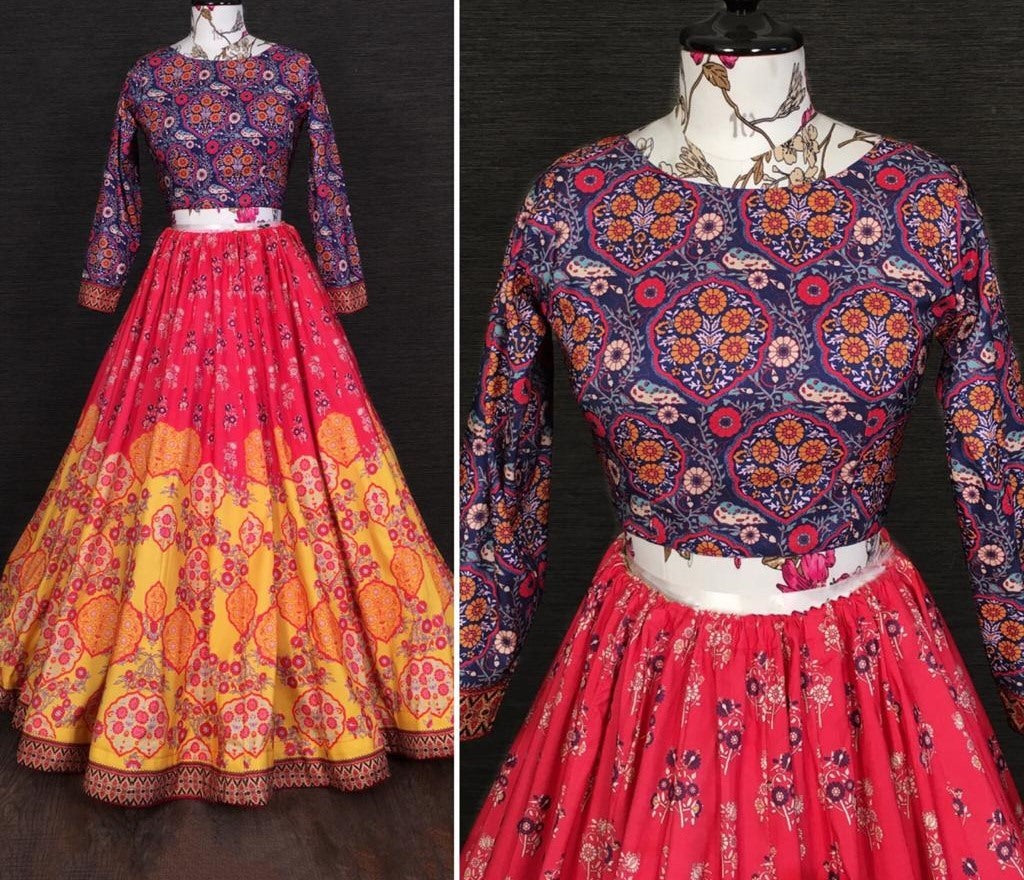Yellow vaishali silk digital printed traditional lehenga choli