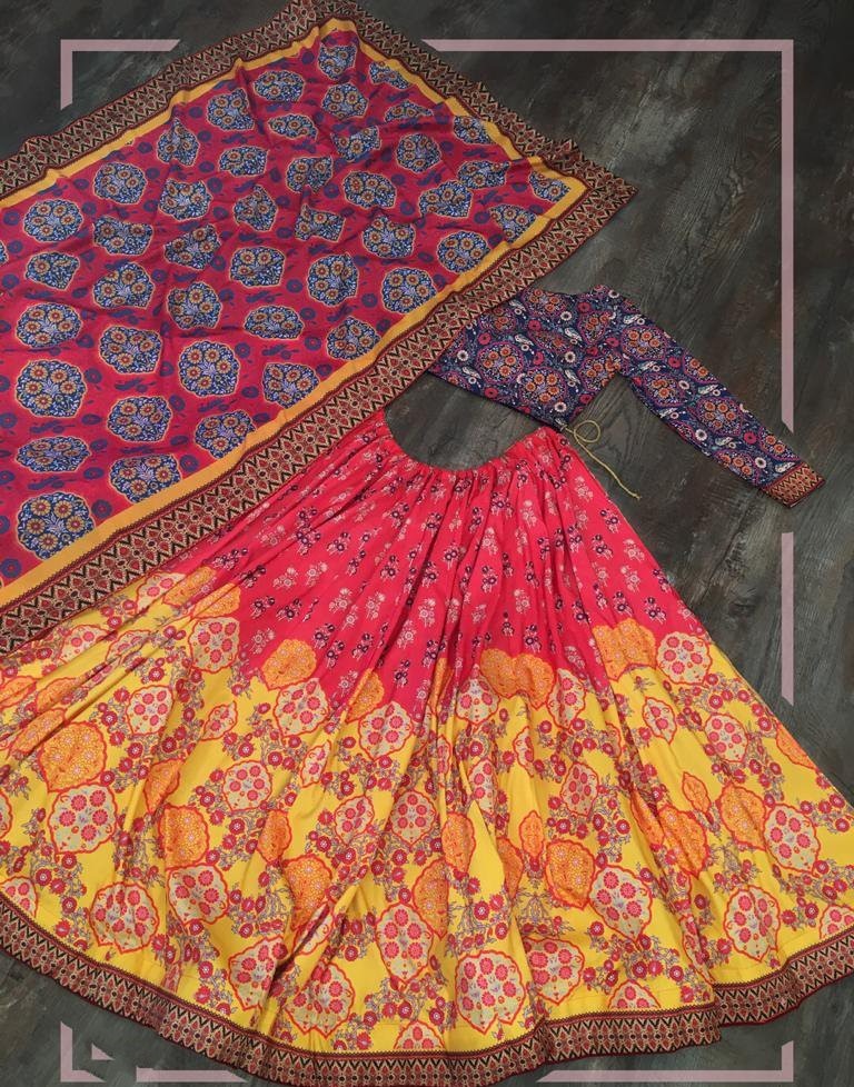 Yellow vaishali silk digital printed traditional lehenga choli
