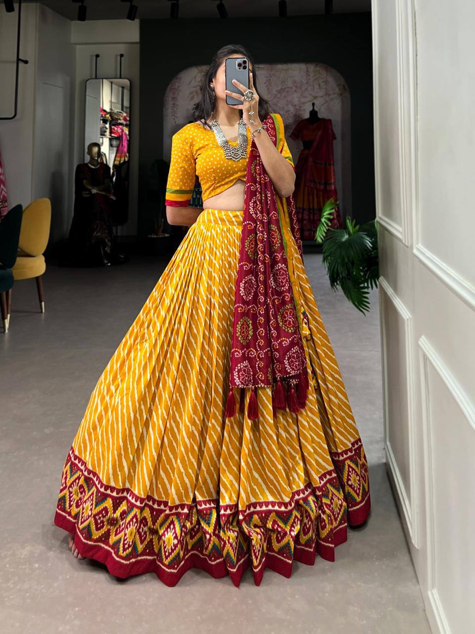 Beautiful printed cotton navratri lehenga choli