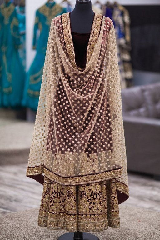 KG designer embroidered wedding coffee salwar suit